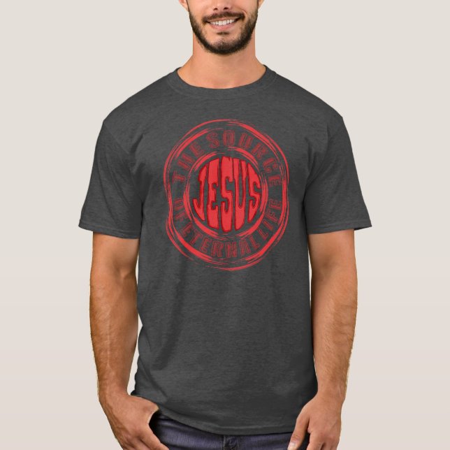 Camiseta Jesús Fuente de Círculo de Vida Eterna Diseño de C (Anverso)
