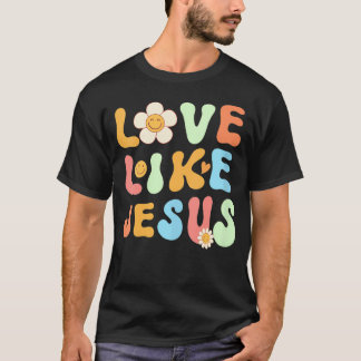 Camiseta Jesús Groovy para las mujeres Amor como Jesús V-Cu