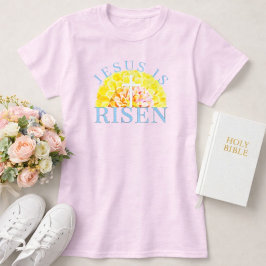 Camiseta Jesús ha Resucitado Cruz Floral Cristiana de Pascu