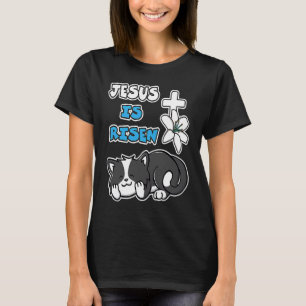 Camiseta Jesús Ha Resucitado Pascua Cristiana Gato Negro Li