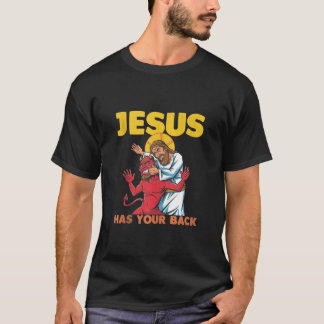 Camiseta Jesus Has Your Back Jiu Jitsu Retro Christian Men 