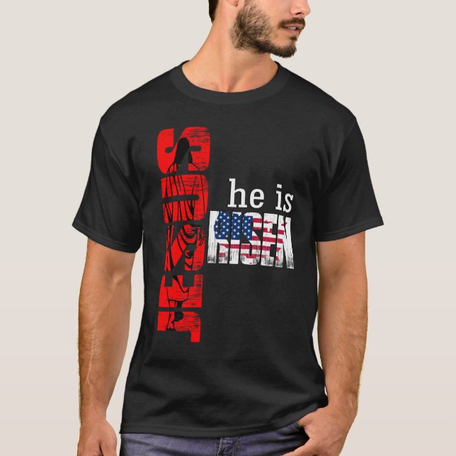 Camiseta Jesus he is Risen USA (Anverso)