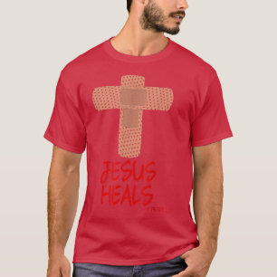 Camiseta JESUS HEALS Christian Cross Nurs Mom Women Wife G