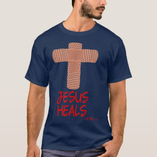 Camiseta JESUS HEALS Christian Cross Nurs Mom Women Wife G