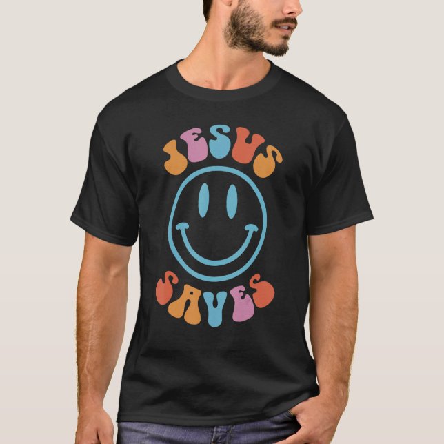 Camiseta Jesús huye sonrisa Rostro Preppy Estética Trendy C (Anverso)