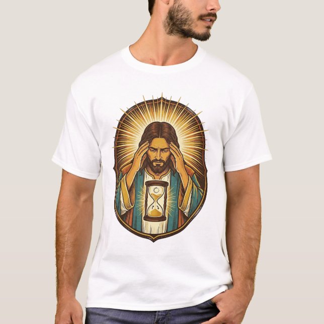 Camiseta Jesús Impaciente Cargando Reloj de Arena Internet  (Anverso)