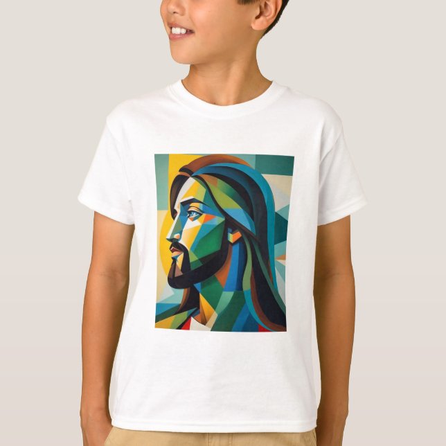 Camiseta Jesus in green cubism 6 (Anverso)
