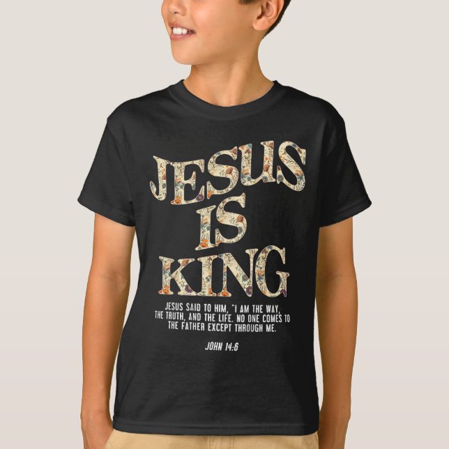 Camiseta Jesus Is King Christian Cross God Faith Bible Reli (Anverso)