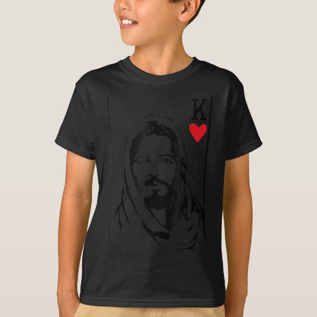 Camiseta Jesus Is King Jesus King Of Hearts Card Christian  (Anverso)