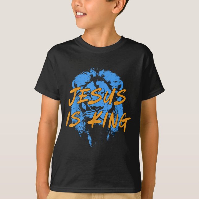 Camiseta Jesus Is King Lion Of Judah Design Faith Tee  (Anverso)