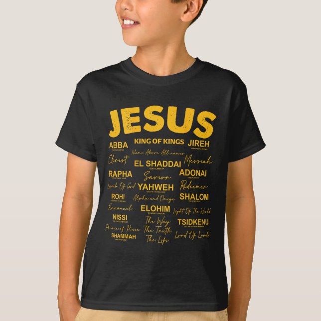 Camiseta Jesus Is King Names Of God Hebrew Jesus Christian  (Anverso)