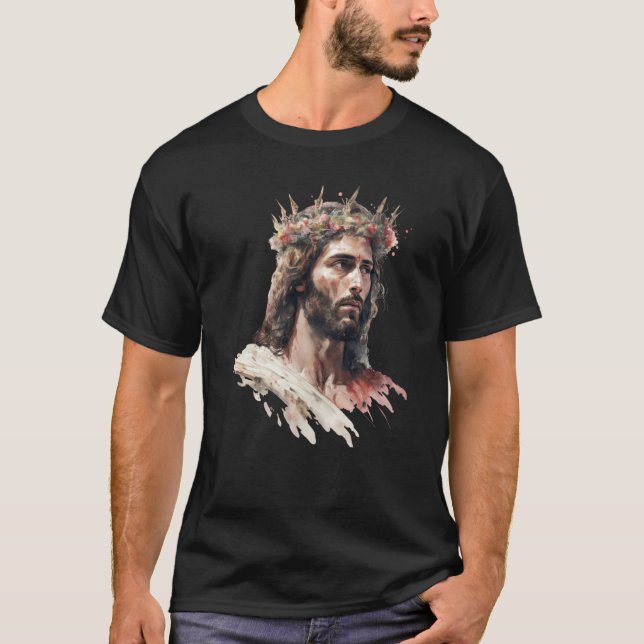 Camiseta Jesus Is King Of Kings Jesus Floral Crown Christia (Anverso)