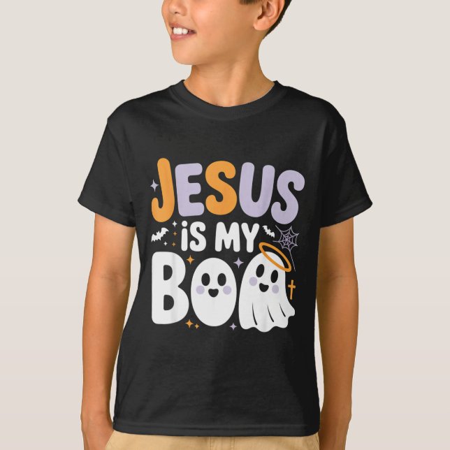 Camiseta Jesus Is My Boo Cute Christian Halloween Ghost Fun (Anverso)