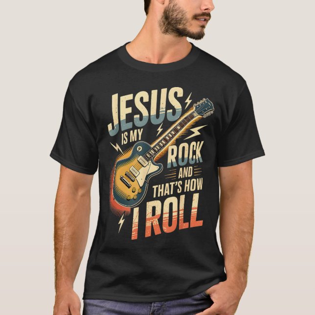 Camiseta Jesus Is My Rock And That Is How I Roll Christian  (Anverso)
