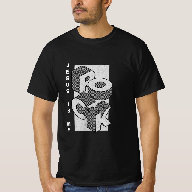 Camiseta JESUS IS MY ROCK Isometric Christian T-Shirt (Anverso)