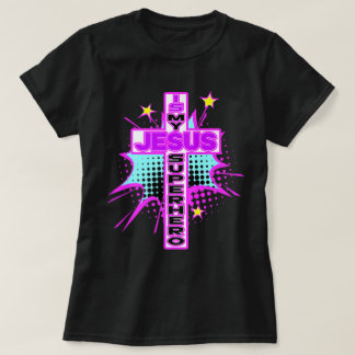 Camiseta Jesus Is My Superhero Pop Art Design