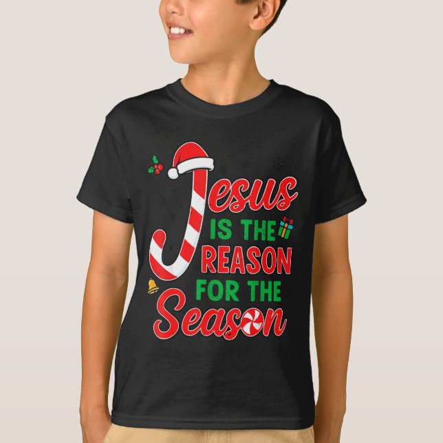Camiseta Jesus Is Reason For Season Christian Christmas Pjs (Anverso)
