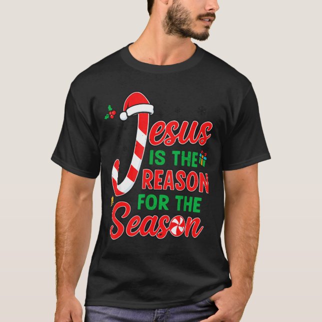 Camiseta Jesus Is Reason For Season Christian Christmas Pjs (Anverso)