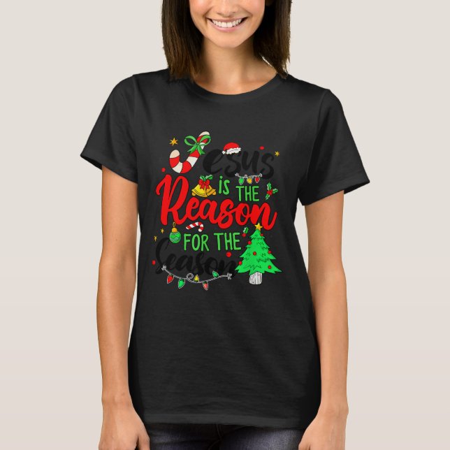 Camiseta Jesus Is The Reason For Season Christmas Family Pa (Anverso)
