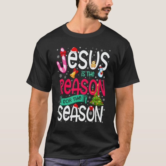 Camiseta Jesus Is The Reason For The Season  Christmas Paja (Anverso)