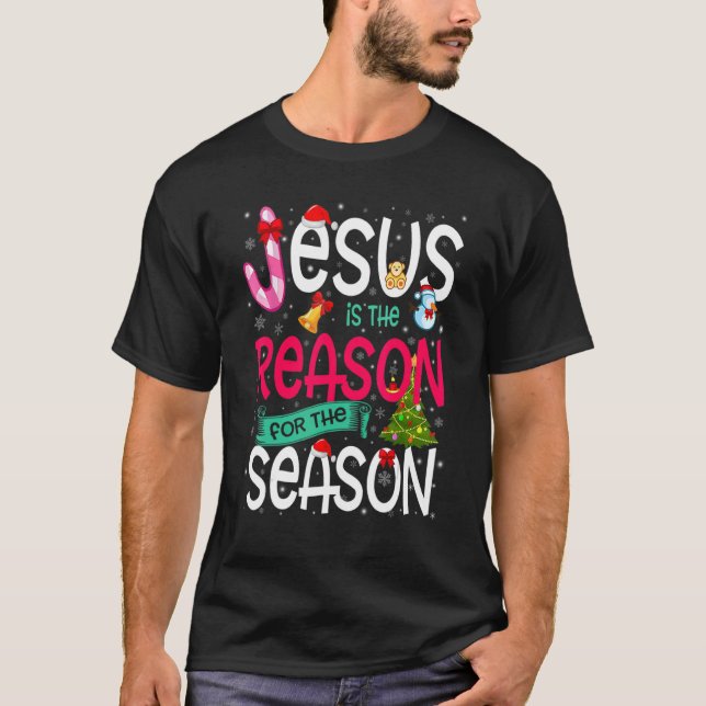 Camiseta Jesus Is The Reason For The Season  Christmas Paja (Anverso)