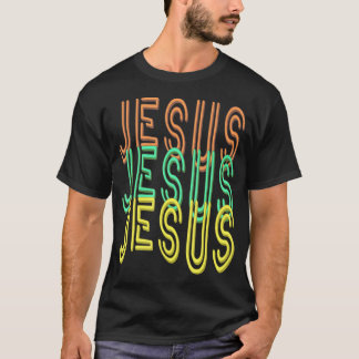 Camiseta Jesús Jesús Jesús (Fuente Simulada de Neón Rótulo)