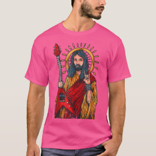 Camiseta Jesús Jugando fuerte guitarra Metalizado Rocas cri