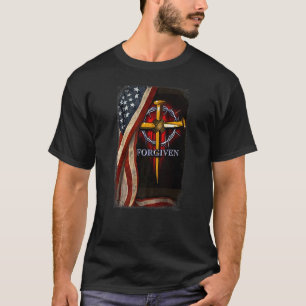 Camiseta Jesús León Bandera Americana Perdonada Patrio Cris