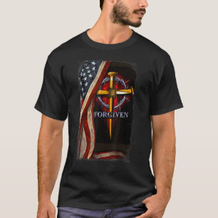 Camiseta Jesús León Bandera Americana Perdonado Cristiano P
