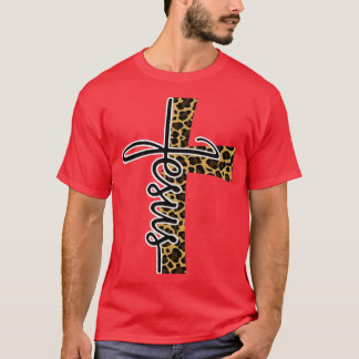 Camiseta Jesus Leopard Cross Christian Jesus Cross Halleluj