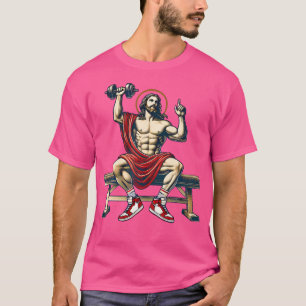Camiseta Jesús Lifting Pesa Graciosamente El Gimnasio Crist