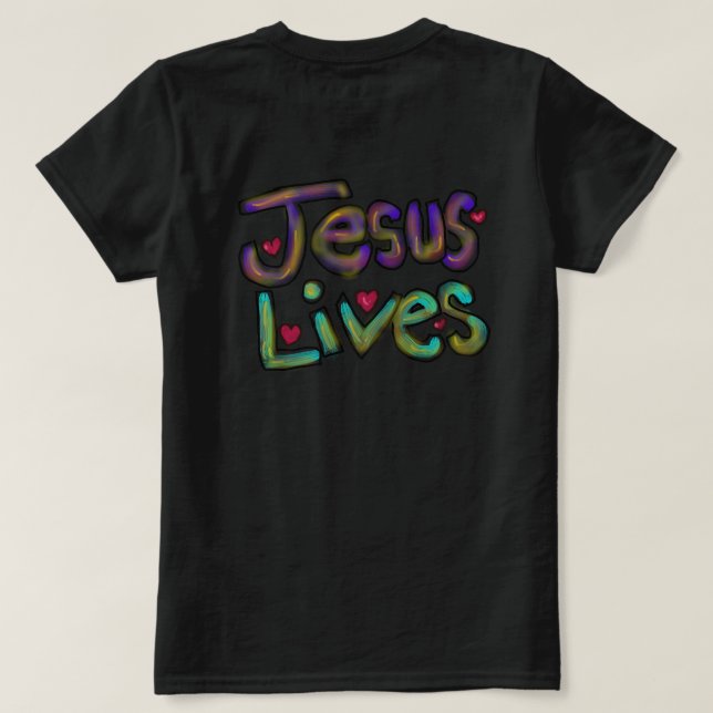 Camiseta Jesus Lives Hand Drawn Christian Art  (Reverso del diseño)