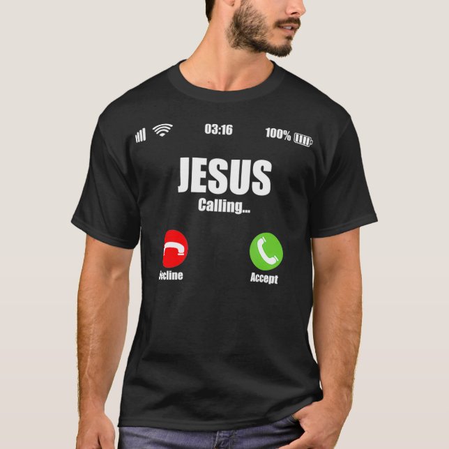 Camiseta Jesús llama a la creencia cristiana moderna (Anverso)