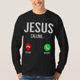 Camiseta Jesús llama a la pantalla de llamadas de teléfono 