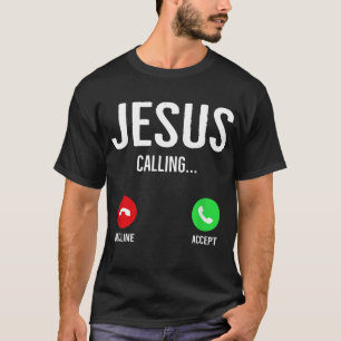 Camiseta Jesús llama a la pantalla de llamadas de teléfono 