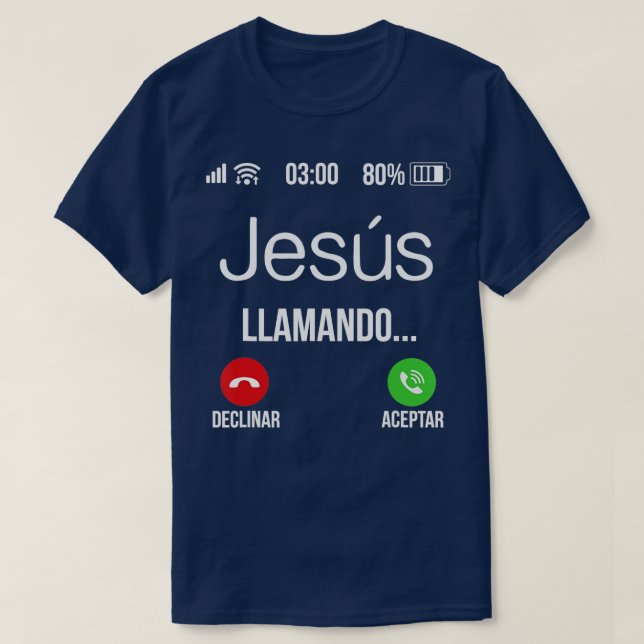 Camiseta Jesús llamando Jesús llama cristiano español (Diseño del anverso)