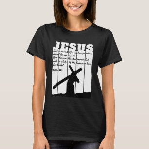 Camiseta JESÚS llevando la cita cruzada de la Biblia Isaiah