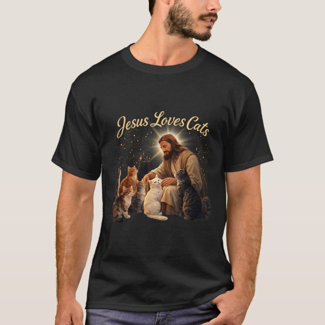 Camiseta Jesus Loves Cats Christian Cat Lover Jesus Hugs Ca (Anverso)