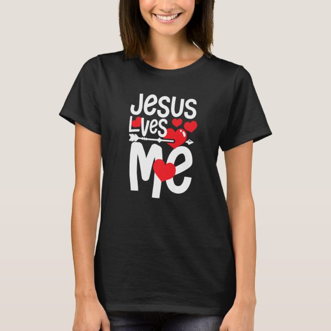 Camiseta Jesus loves me  christian heart believe Premium (Anverso)