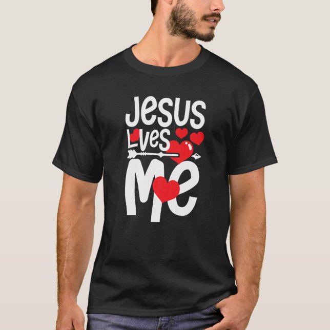 Camiseta Jesus loves me  christian heart believe Premium (Anverso)
