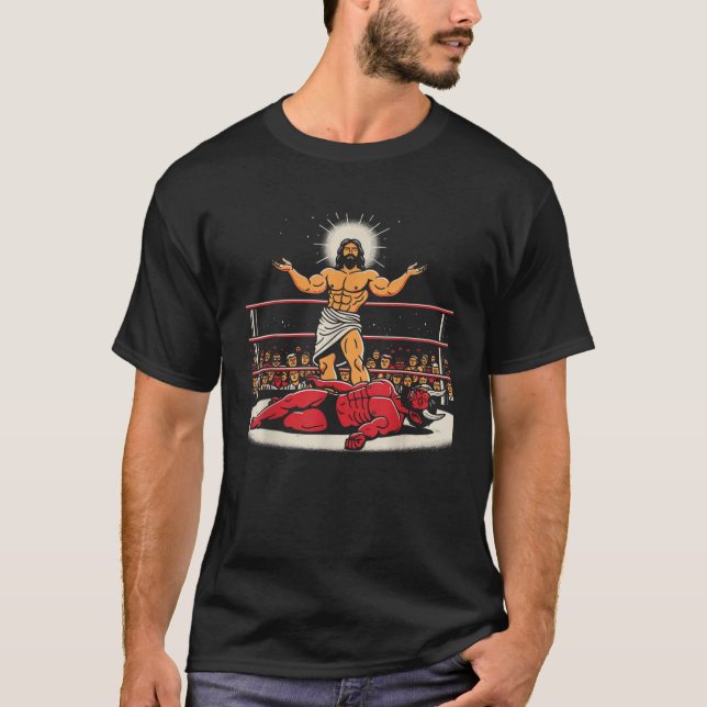 Camiseta Jesús lucha contra el gracioso Chiste cristiano de (Anverso)