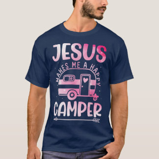 Camiseta Jesus Makes Me A Happy Camper Christian Campfire P