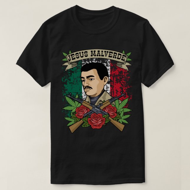 Camiseta Jesus Malverde Mujeres hombres (Diseño del anverso)