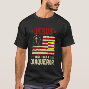 Camiseta Jesús Más Que Un Conquistador Bandera Americana Vi