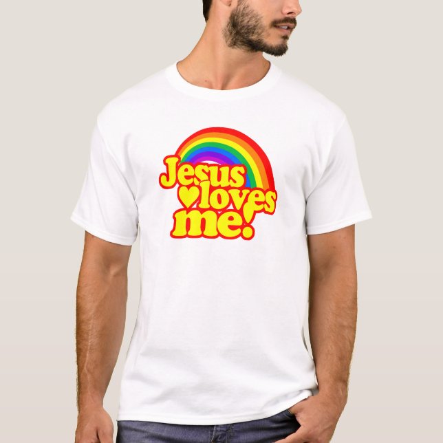 Camiseta Jesús me ama (con el arco iris) (Anverso)