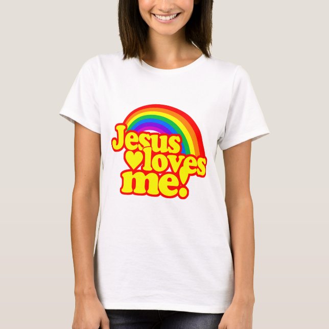 Camiseta Jesús me ama (con el arco iris) (Anverso)