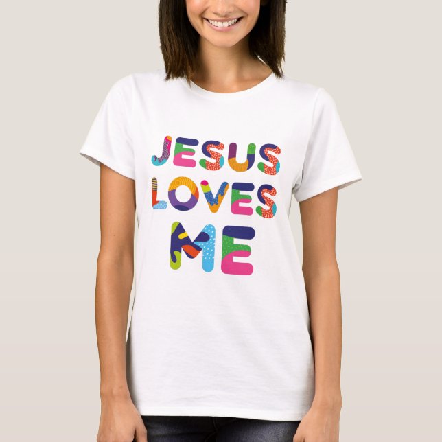 Camiseta Jesús Me Ama El Texto Colorido (Anverso)