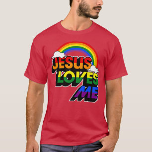 Camiseta Jesús Me Ama Gay Arcoiris Gracioso Cristiano LG