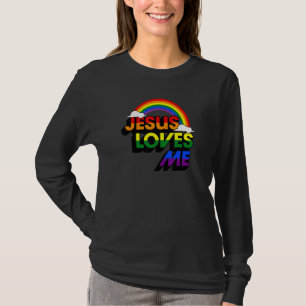 Camiseta Jesús Me Ama Gay Rainbow Cute Christian Lgbtq P