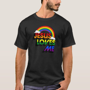 Camiseta Jesús Me Ama Gay Rainbow Cute Christian Lgbtq P